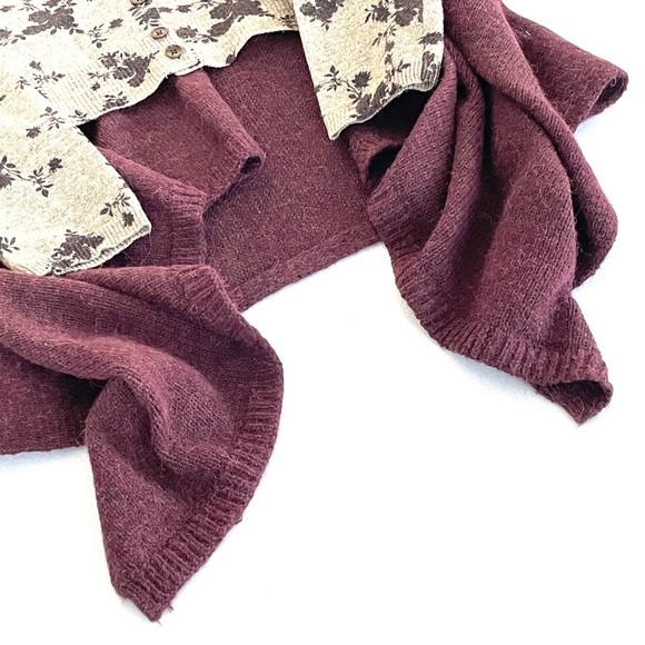 Anthropologie Sleeping On Snow Cozy Floral Layered Cardigan - Picture 7 of 10